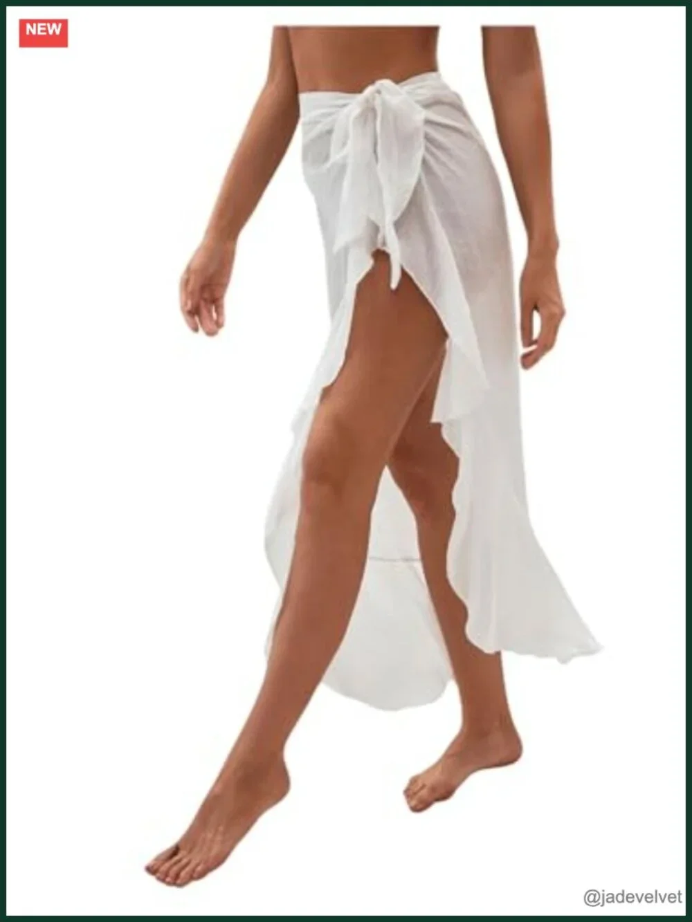 Mesh Sheer Swimsuit Cover Up Ruffle Tie Side Beach Sarong Wrap Long Skirt